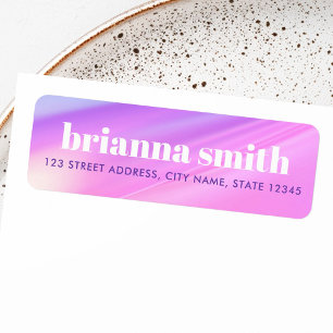 Trendy pink purple pastel gradient return address label