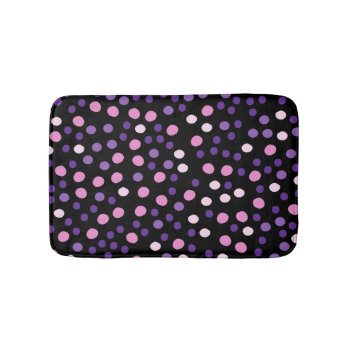 Trendy Pink Purple Polka Dot Bathroom Floor Mat by idesigncafe at Zazzle