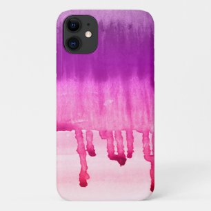 Trendy Pink Purple Watercolor Ombre Design iPhone 11 Case