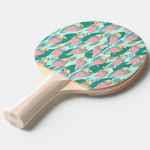 Trendy Pink Rainbow Finch Bird  Green Foliage Ping Pong Paddle