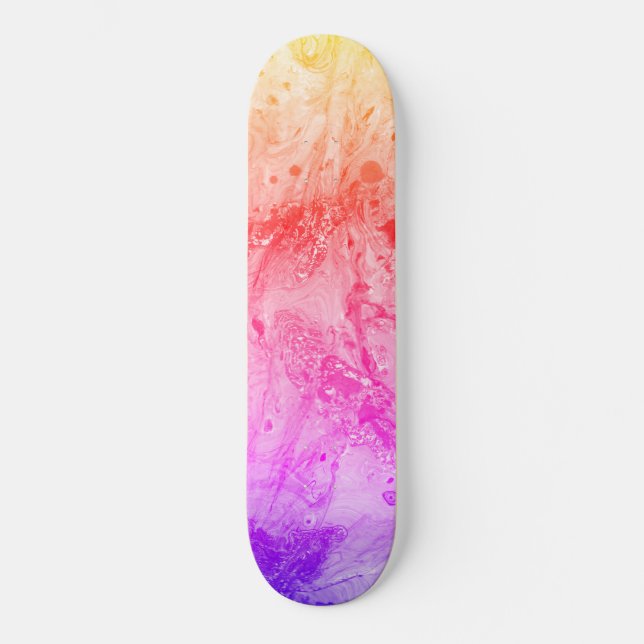 Trendy Pink Red Blue Purple Yellow Green Modern Skateboard (Front)