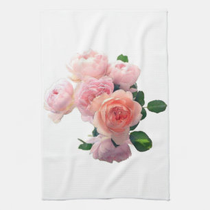 Trendy Pink Red Roses Modern Floral Template Kitchen Towel