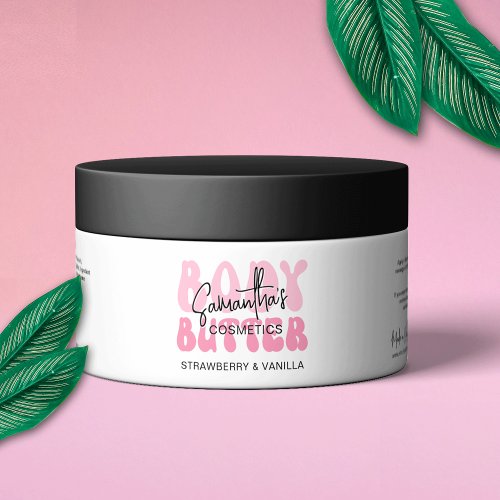 Trendy Pink Retro Body Butter Jar Wrapper Label