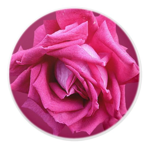 Trendy pink rose floral modern boho beautiful ceramic knob