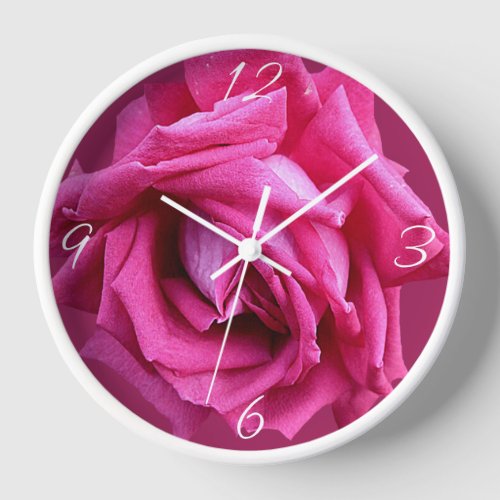 Trendy pink rose floral modern boho beautiful clock