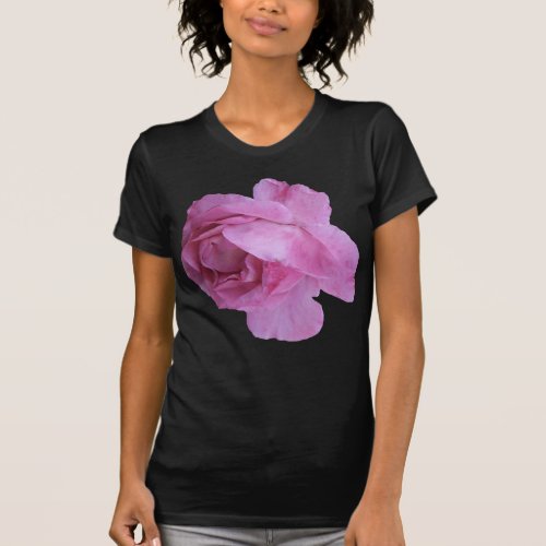 Trendy pink rose flower black stylish boho modern  T_Shirt