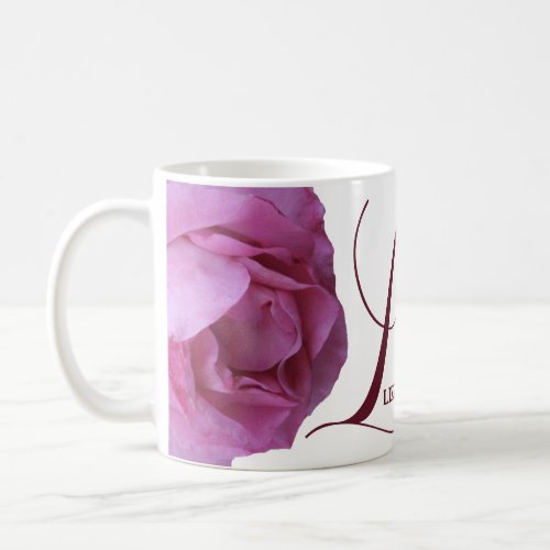 Trendy pink rose flowers customizable Lizzie name  Coffee Mug