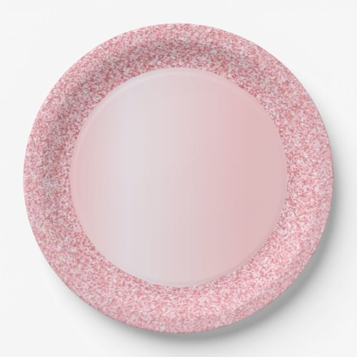 Trendy Pink Rose Gold Color Glitter Blank Template Paper Plates