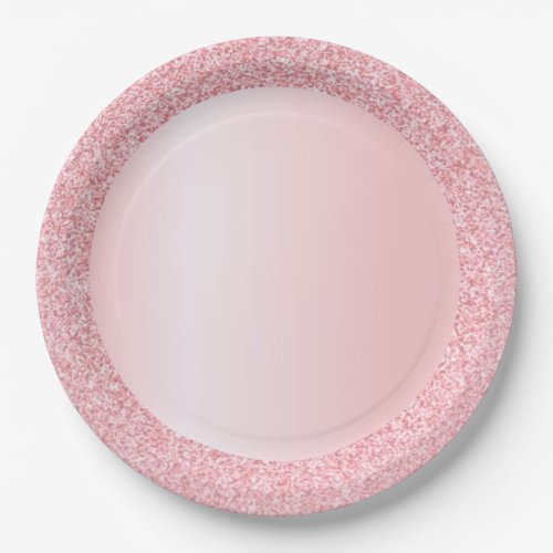 Trendy Pink Rose Gold Glitter Blank Template Paper Plates