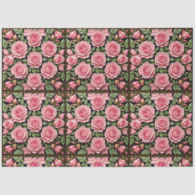 Trendy Pink Roses Beautiful Collection Tissue Paper (Front)