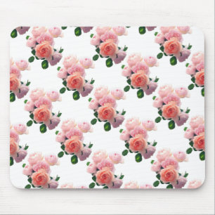 Trendy Pink Roses Floral Watercolor Art Template Mouse Pad