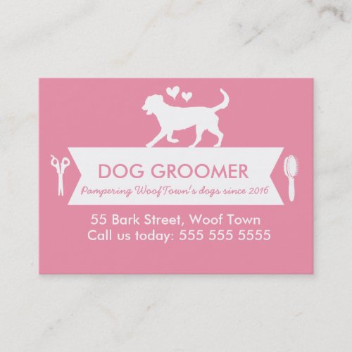 Trendy Pink Silhouette Dog Groomer Appointment