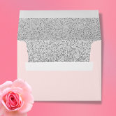 Birthday blush pink glitter dust return address envelope