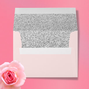 Trendy Pink Silver Glitter Elegant 5x7 Envelope