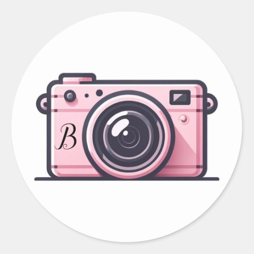 Trendy Pink Snapshot Shoot Camera Photography  Classic Round Sticker