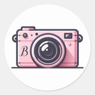 Trendy Pink Snapshot Shoot Camera Photography Classic Round Sticker