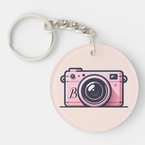 Trendy Pink Snapshot Shoot Camera Photography  Keychain
