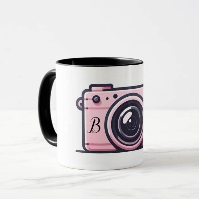 Trendy Pink Snapshot Shoot Camera Photography  Mug (Front Left)