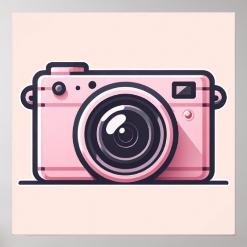 Trendy Pink Snapshot Shoot Camera Photography  Poster