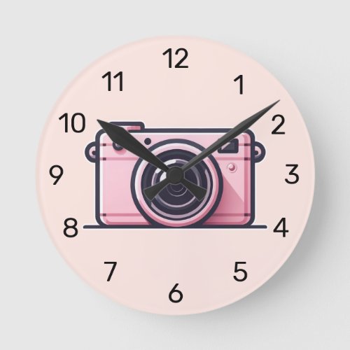 Trendy Pink Snapshot Shoot Camera Photography  Round Clock