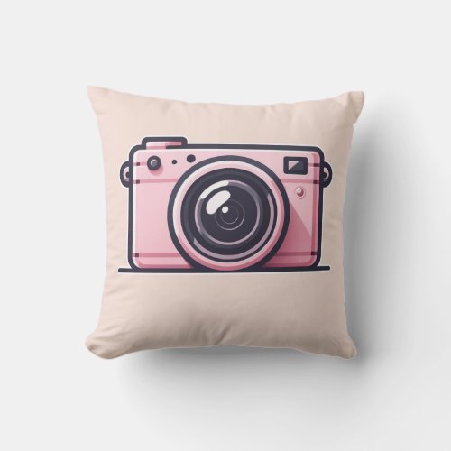 Trendy Pink Snapshot Shoot Camera Photography  Throw Pillow