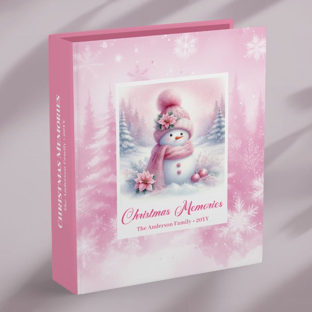 Trendy Pink Snowman Kids Gift Winter Forest Memory 3 Ring Binder (Trendy Pink Snowman Kids Gift Winter Forest Memory Album Binder

)