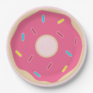 Trendy Pink Sprinkle Donut Girl Birthday Party Paper Plates