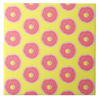 Trendy Pink Sprinkles Donuts Fun Pattern Ceramic Tile
