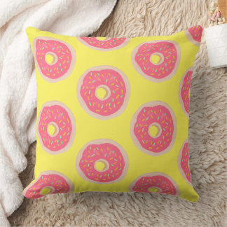 Trendy Pink Sprinkles Donuts Pattern Fun Party Throw Pillow