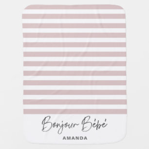 Trendy Pink Stripes Bonjour Bebe Baby Blanket
