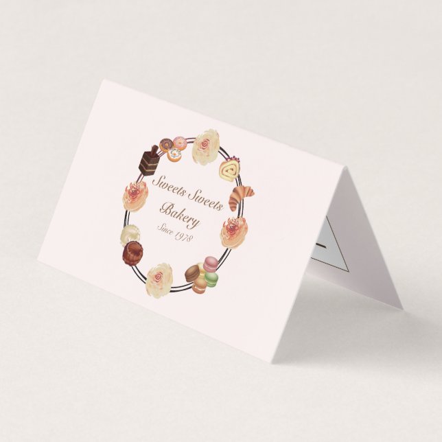 Trendy Pink Sweets Cakes Bakery  Business Card (Front)