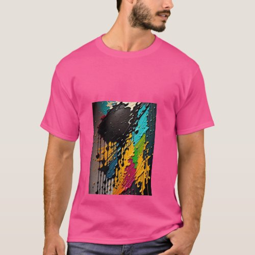 Trendy Pink Tee for Men with Artistic Design