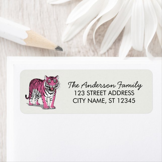 Trendy Pink Tiger Return Address  Label (Insitu)