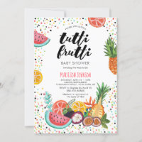 Trendy, Pink, Tropical Tutti Frutti Baby Shower Invitation