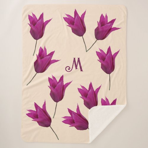 Trendy pink tulip flowers blanket 