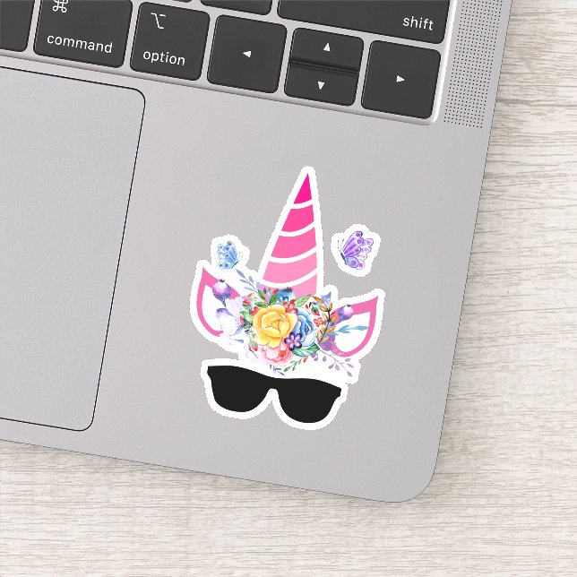 Trendy Pink Unicorn in Sunglasses Sticker (Detail)