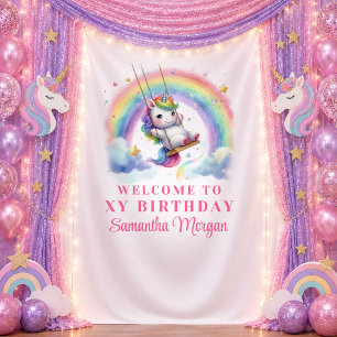 Trendy Pink Unicorn Magical Day Backdrop