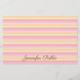 Trendy Pink Vanille Yellow White Script Template Stationery
