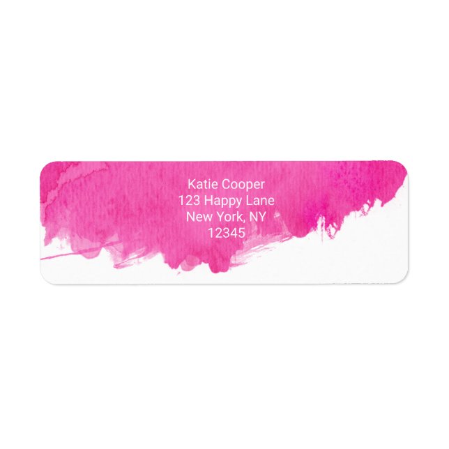 Trendy Pink Watercolor Paint Splotch Label (Front)