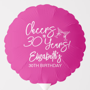 Trendy Pink Whimsical Hand Drawn 30th Birthday Balloon