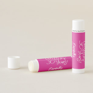 Trendy Pink Whimsical Hand Drawn 30th Birthday Lip Balm