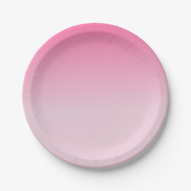 Trendy Pink White Blank Elegant Custom Template Paper Plates (Front)