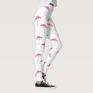 Trendy Pink & White Flamingo Leggings