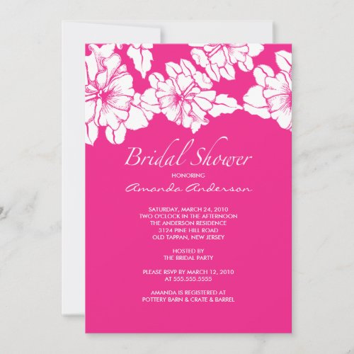 Trendy PINK  White Floral Bridal Shower Invite