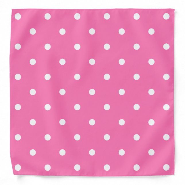 Trendy Pink White Polka Dots Rustic Chic Template Bandana (Front)