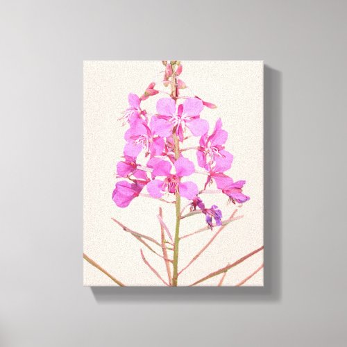 Trendy pink wild flowers boho floral modern art  canvas print