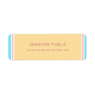 Trendy Pink Yellow Blue Modern Template Return Label