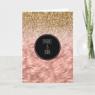Trendy Pink Zebra Print Glitter Card