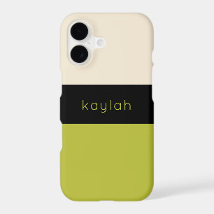 Trendy Pistachio Green Color Block with Name iPhone 17 Case