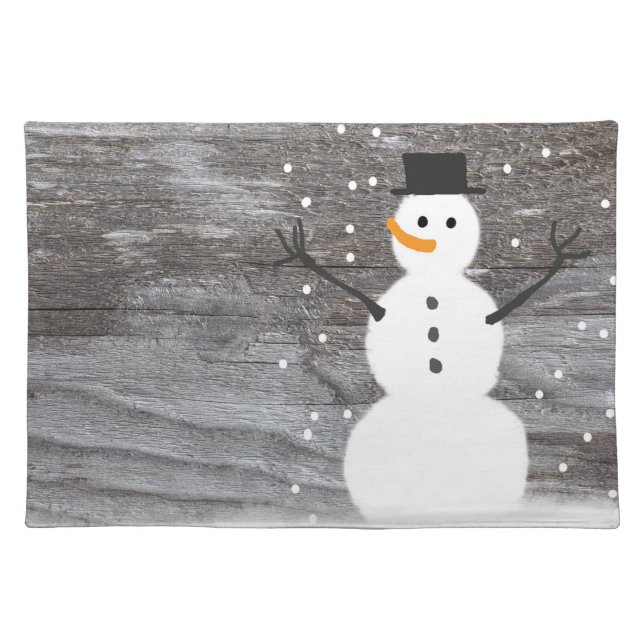Trendy Placemat rustic Christmas snowman (Front)